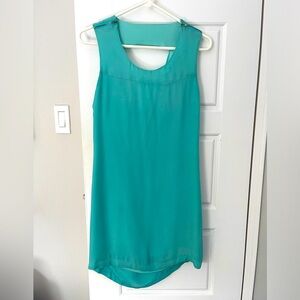 Turquoise blue silk dress